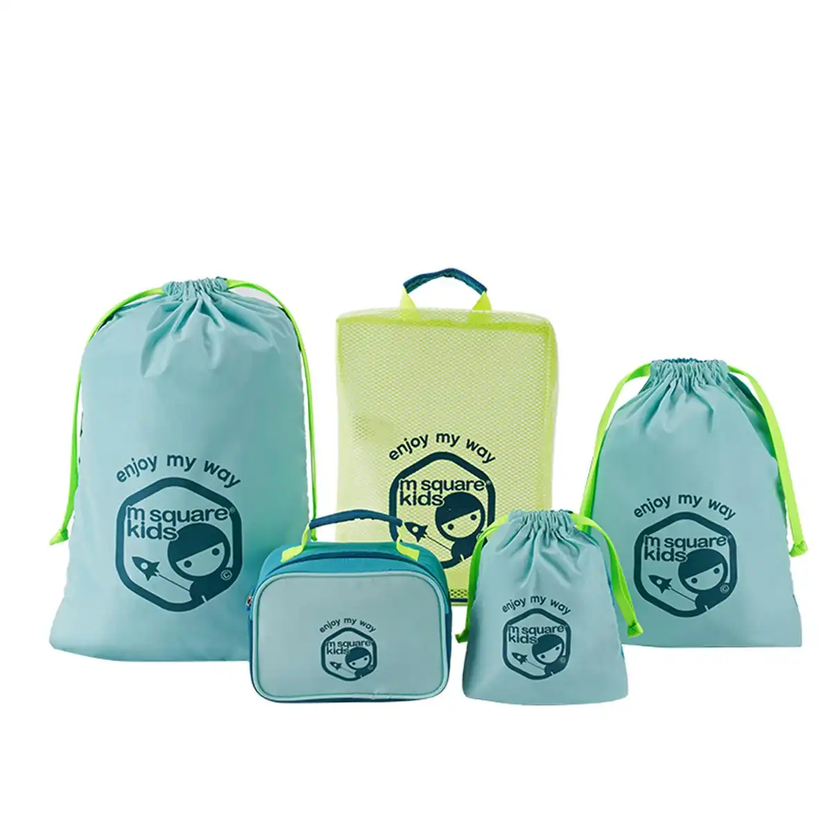 M Square Travel Large Capacity Multi-Functional Kids Storage Bag 5Pcs Set Blue