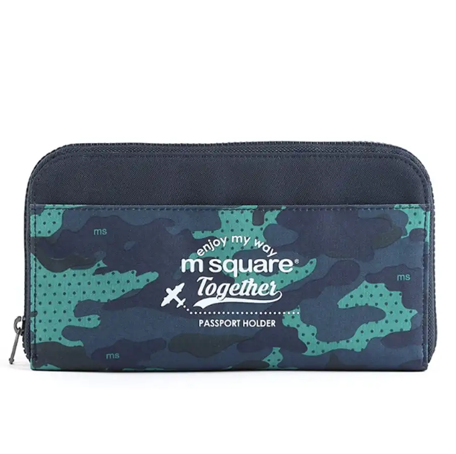 M Square Cross-body Passport Bag Lightweight Multi-function Portable Travel Organizer Bag Blue