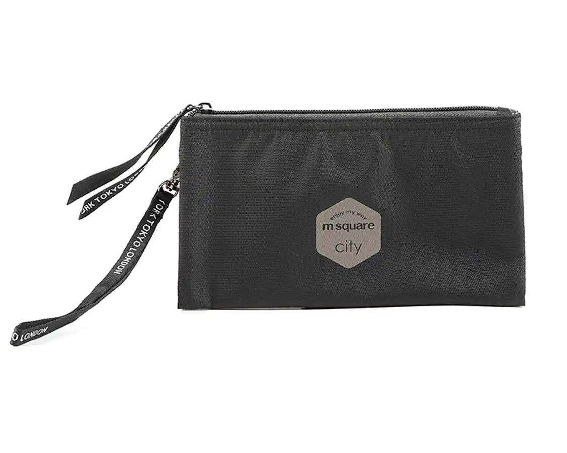 M Square Wristlet Wallet Bag Portable Handbag Lightweight Travel Bag Women Weekend Travel Storage Bag Black
