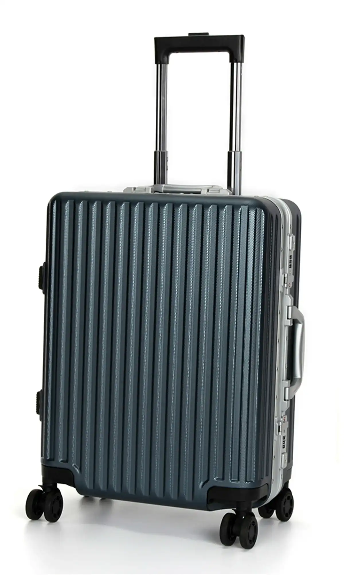 Suissewin Swiss Aluminium Luggage Suitcase Lightweight TSA locker 8 wheels Carry On HardCase SN7619A Blue
