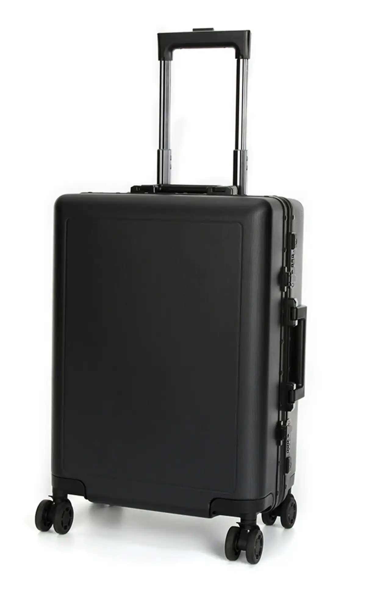 Suissewin Swiss Aluminium Luggage Suitcase Lightweight With TSA Locker 8 Wheels Carry on Hardcase SN7613A Black