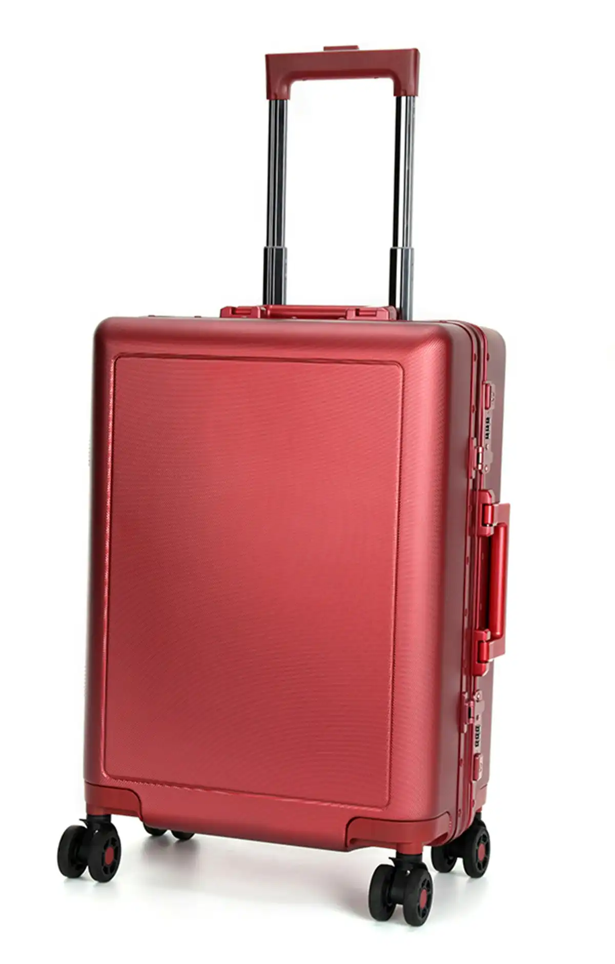 Suissewin Swiss Aluminium Luggage Suitcase Lightweight With TSA Locker 8 Wheels Carry on Hardcase SN7613A Red