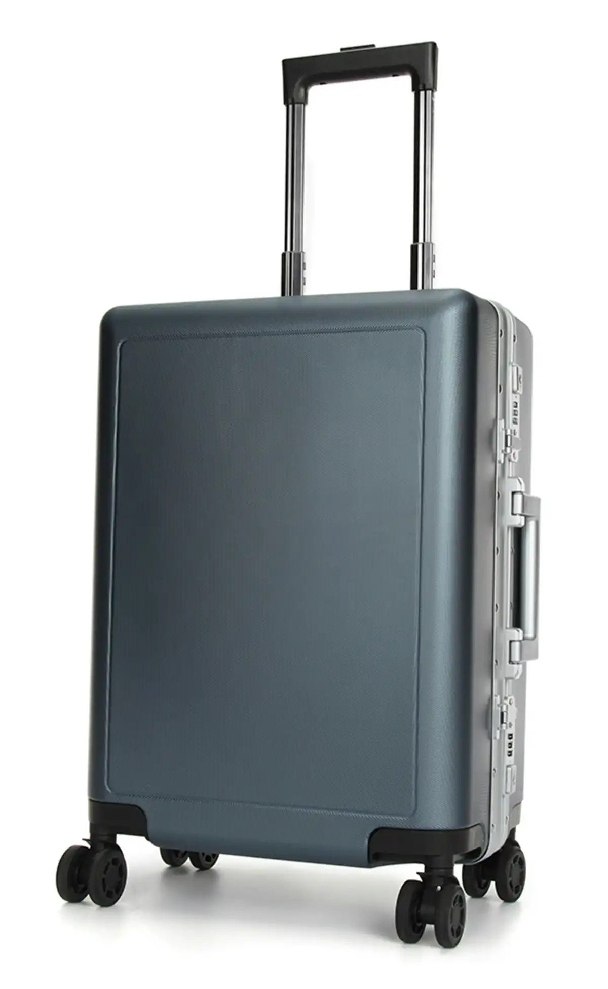 Suissewin Swiss Aluminium Luggage Suitcase Lightweight With TSA Locker 8 Wheels Check in Large Hardcase SN7613C Blue