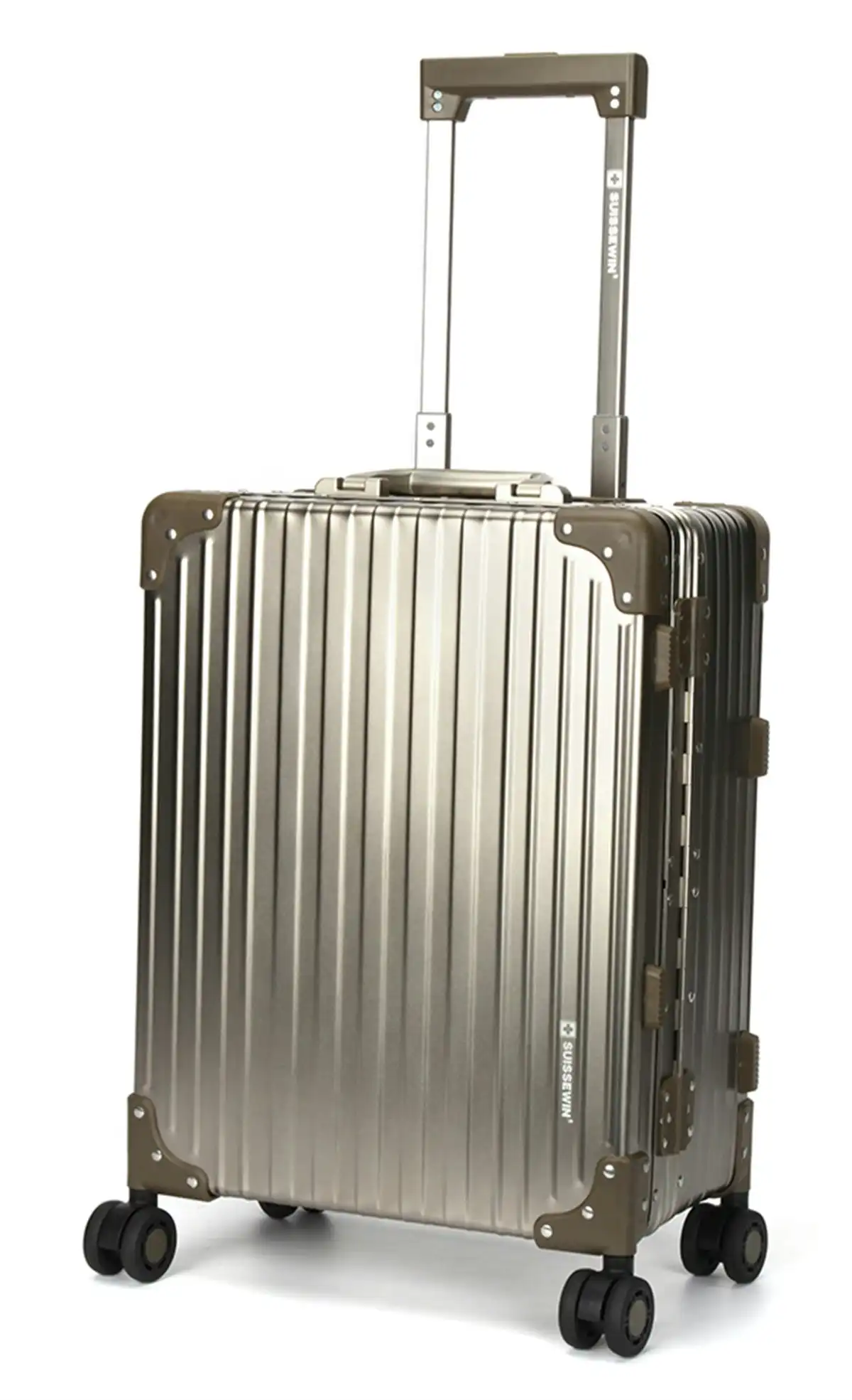 Suissewin Swiss Full Aluminium Luggage Suitcase Lightweight TSA locker 8 wheels Check In HardCase SN1195B