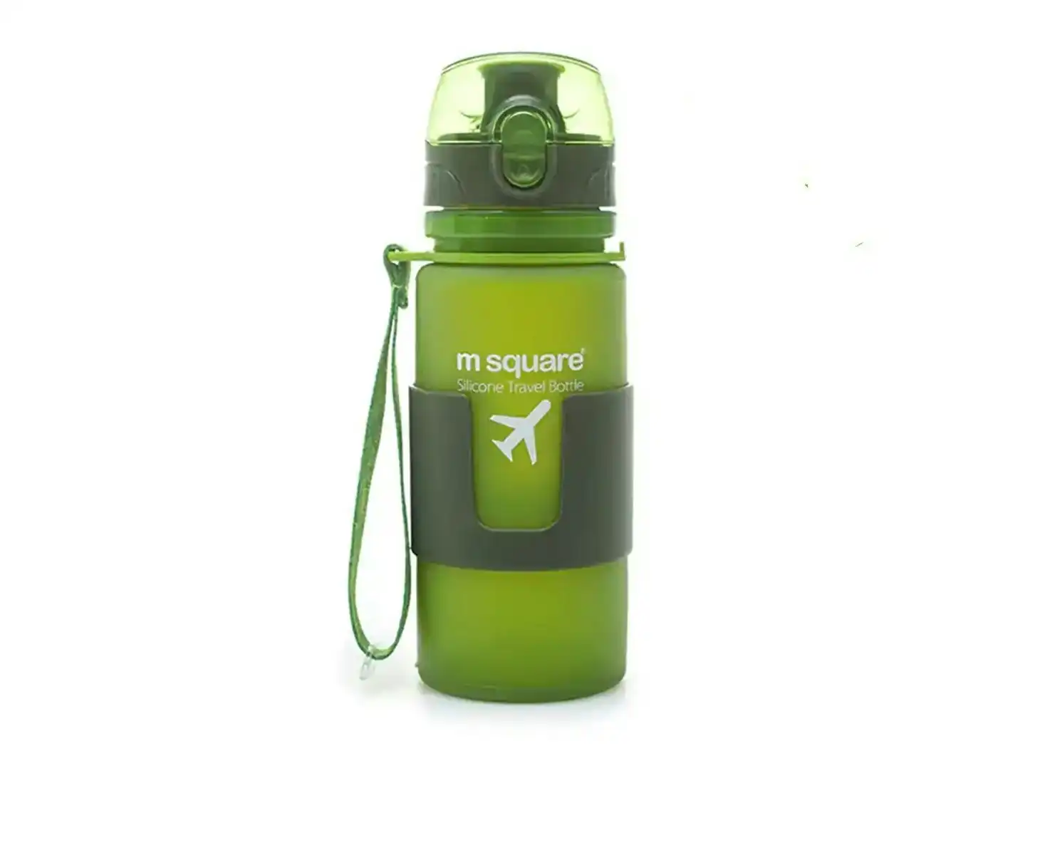 M Square healthy harmless 350ml travel foldable platinum silicone water bottle Green