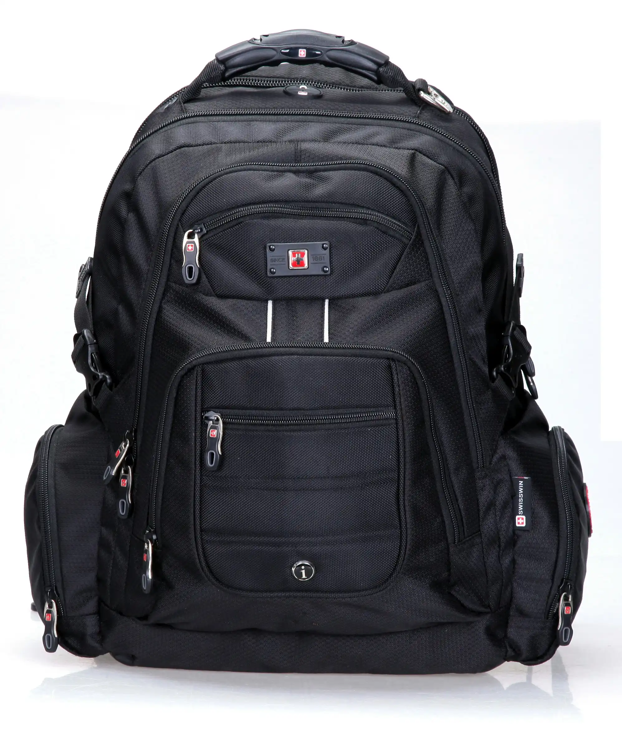 Swisswin Swiss Water-Resistant 17" Laptop Backpack School Backpack Travel Shoulder Bag Black SW9801