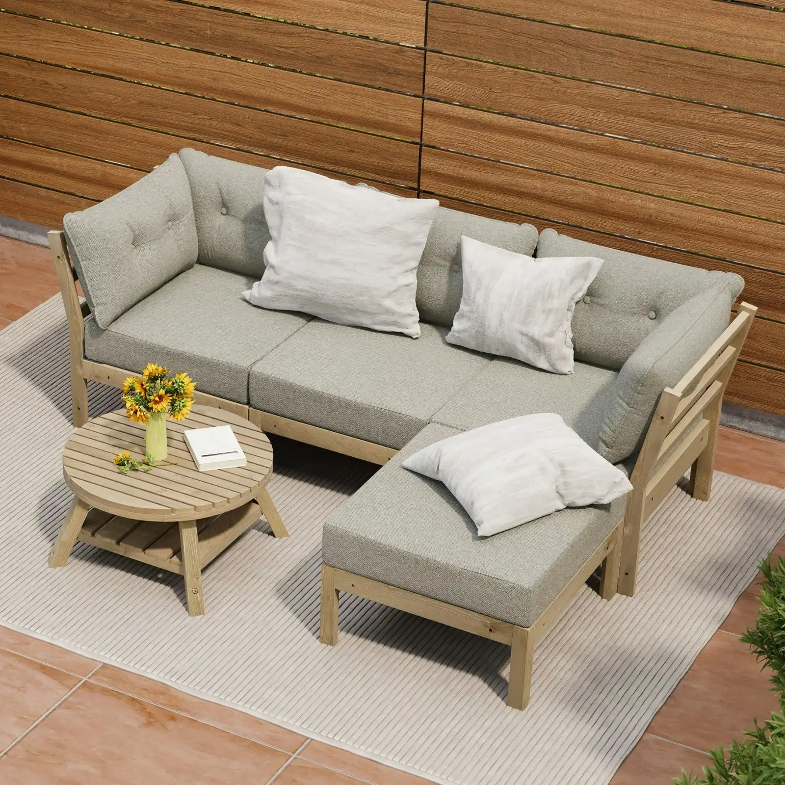 Livsip 5 Piece Outdoor Furniture Set Garden Lounge Sofa Patio Furniture Setting