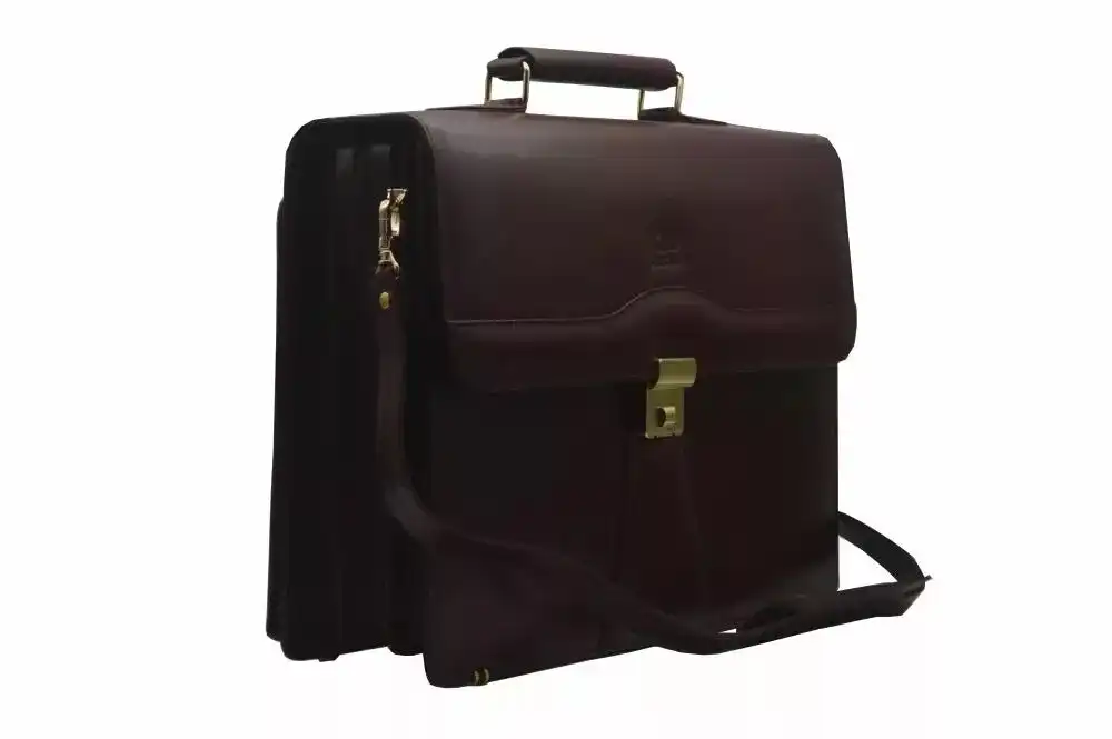 AU Fashion Executive Leather Bag-Maroon