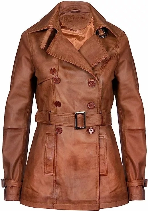 Brown Leather Trench Coat