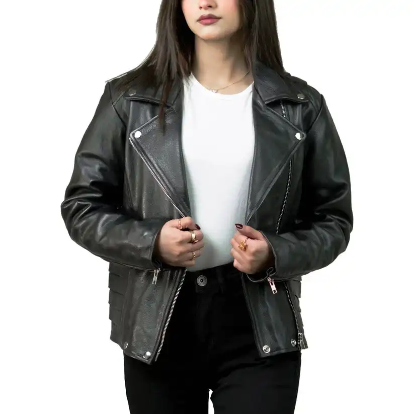 Women's Moto Black Leather Biker Jacket