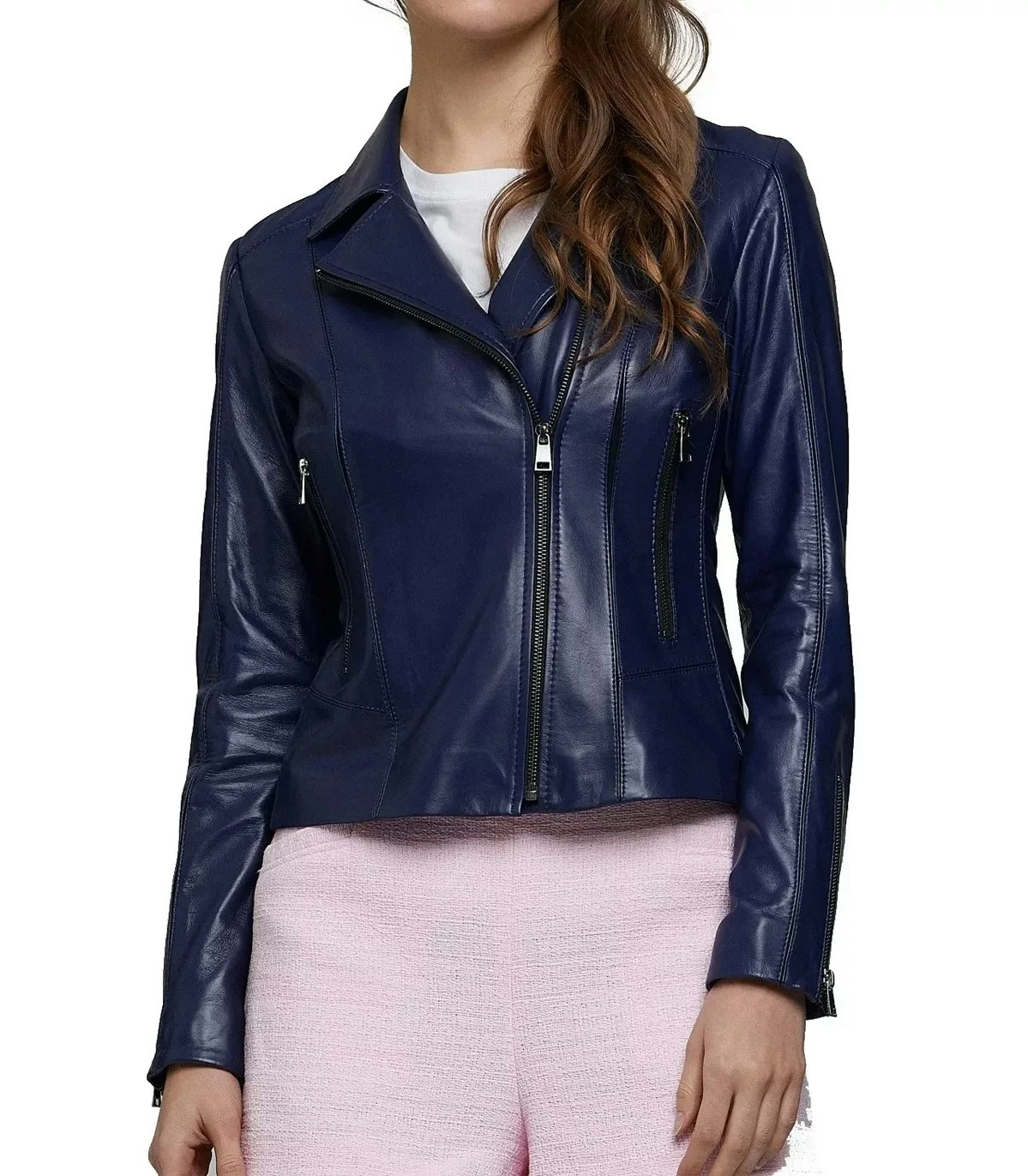 Navy Blue Biker Jacket/Women