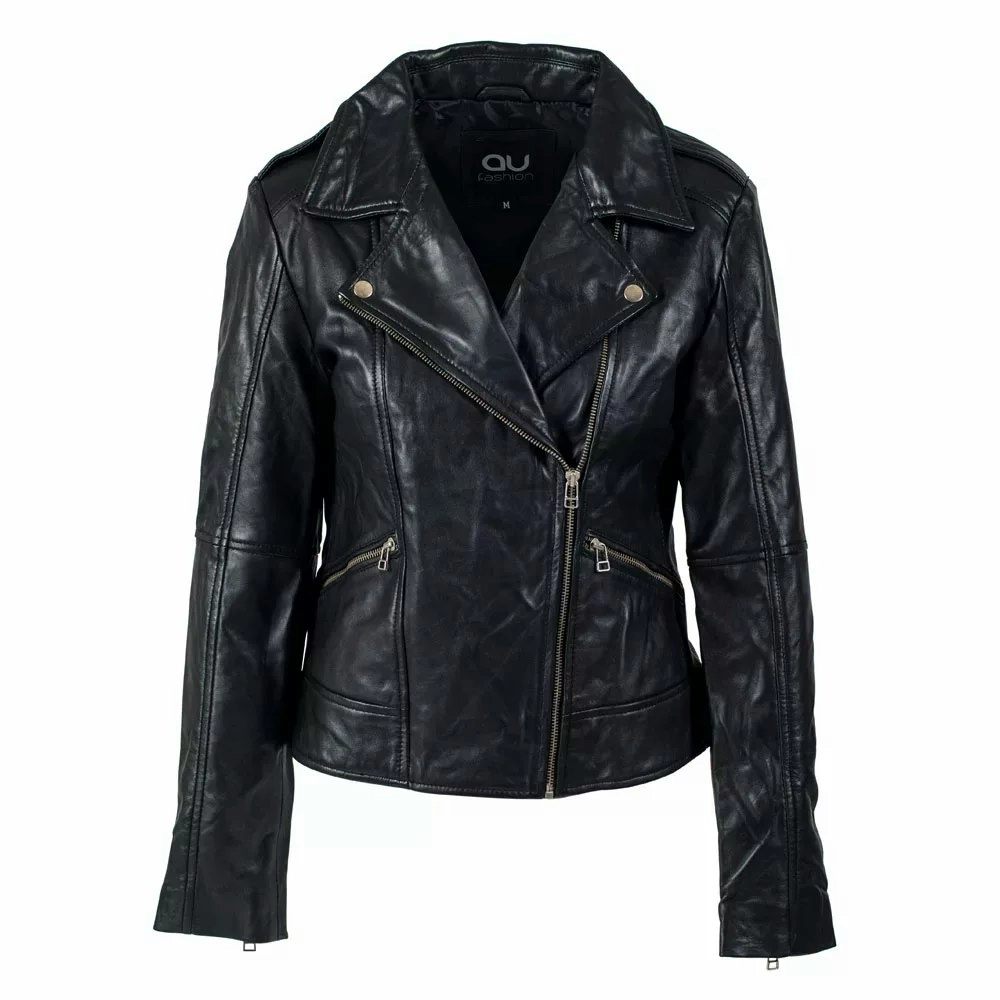 Black Zipper Leather Jacket