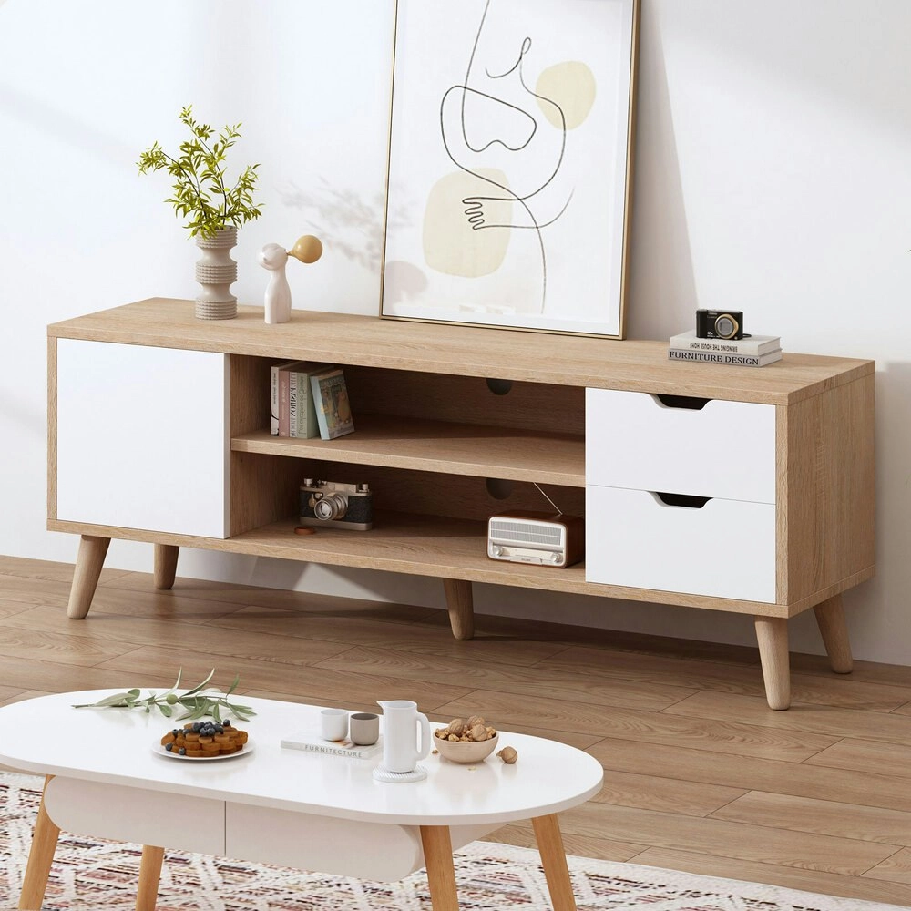 Alfordson Entertainment Unit Cabinet Oak 120cm