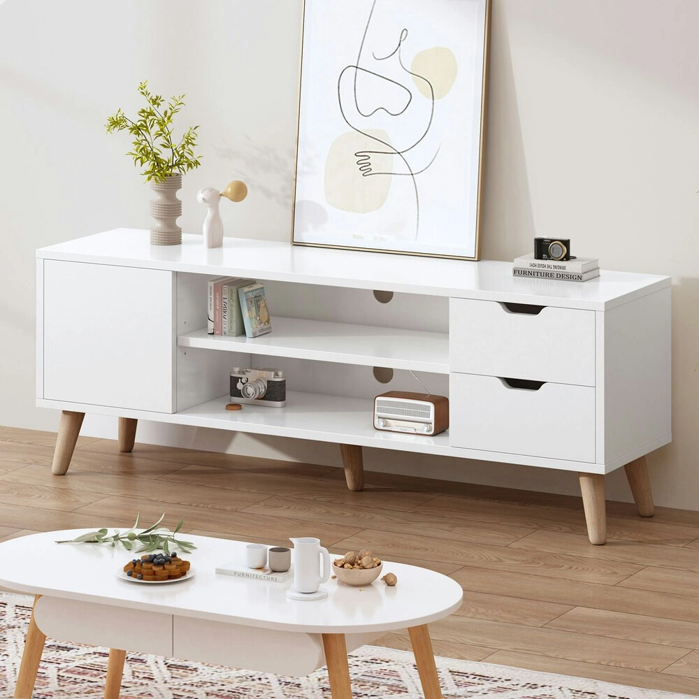 Alfordson Entertainment Unit Cabinet White 120cm