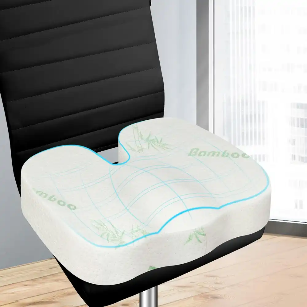 S.E. Seat Cushion Memory Foam Pillow Pad Car Office Bamboo White