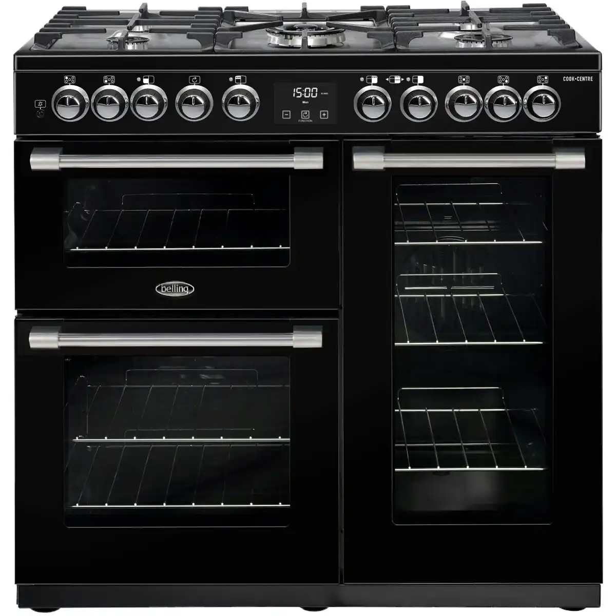 Belling Cookcentre 90cm Duel Fuel Black Freestanding Oven/Stove