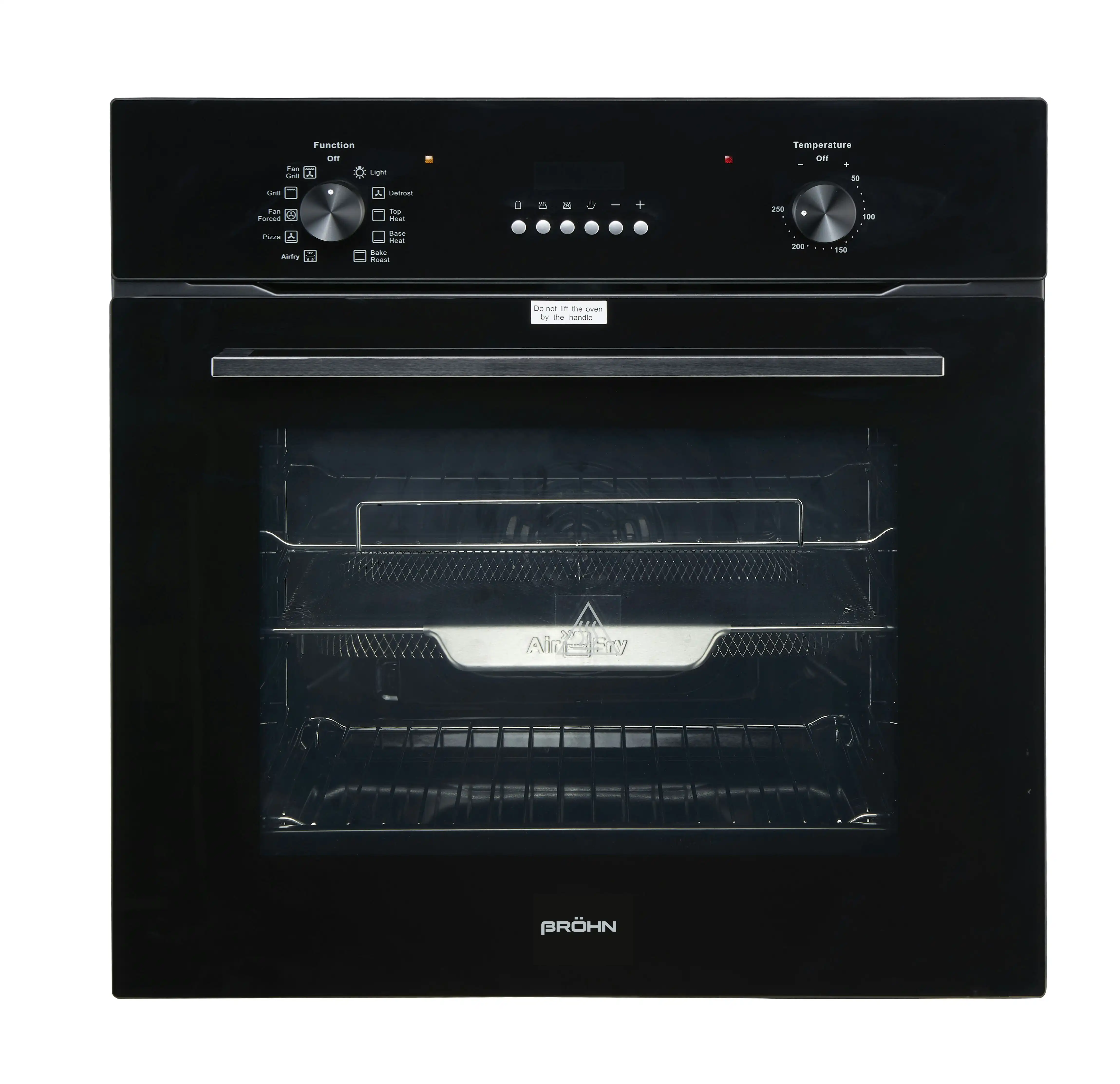 Brohn 60cm Built-in Electric Oven Black Glass 10 Functions with Inbuilt AirFry mode