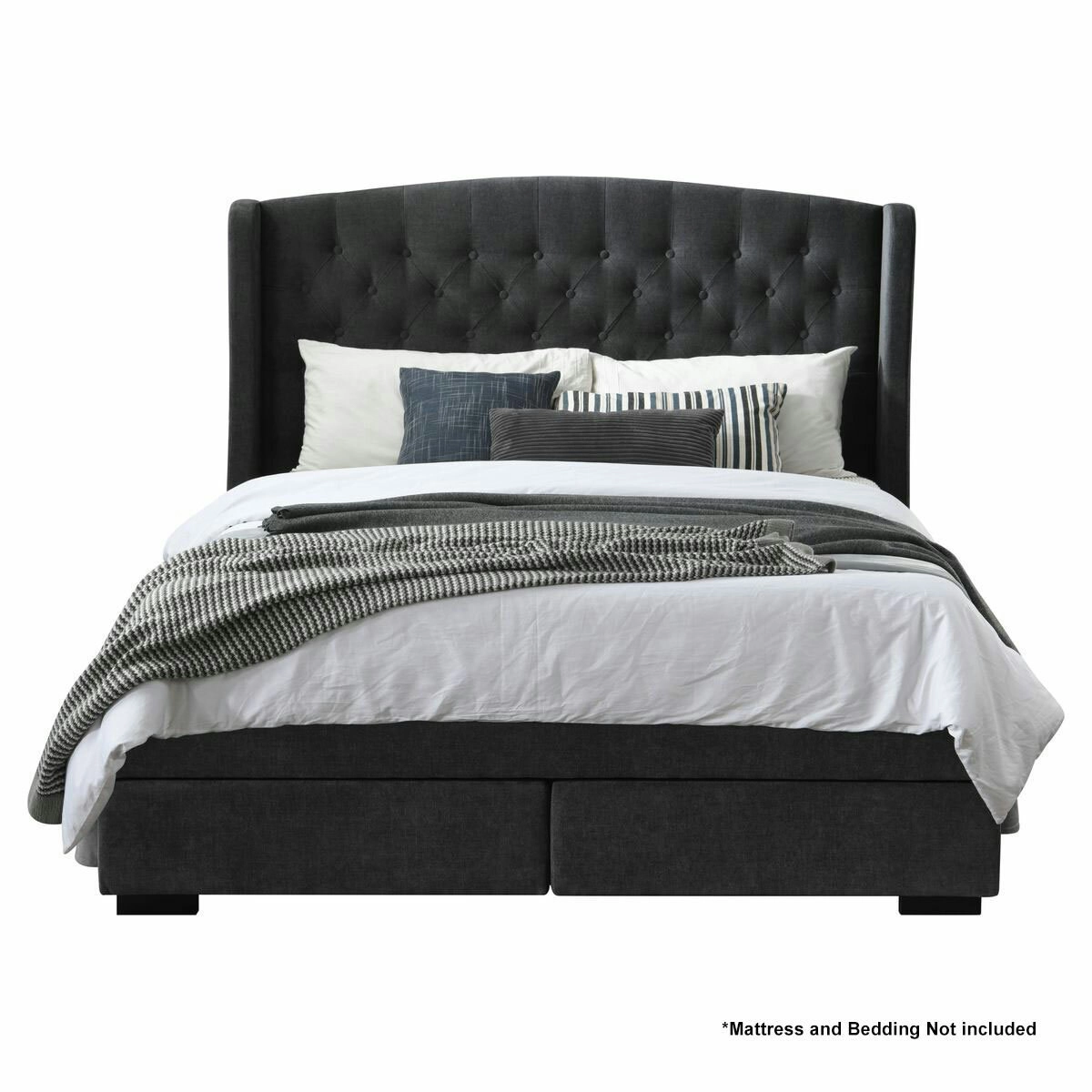 Ostro Furniture Ostro Warner Licorice King Bed Base & Bedhead 2 Drawer Licorice