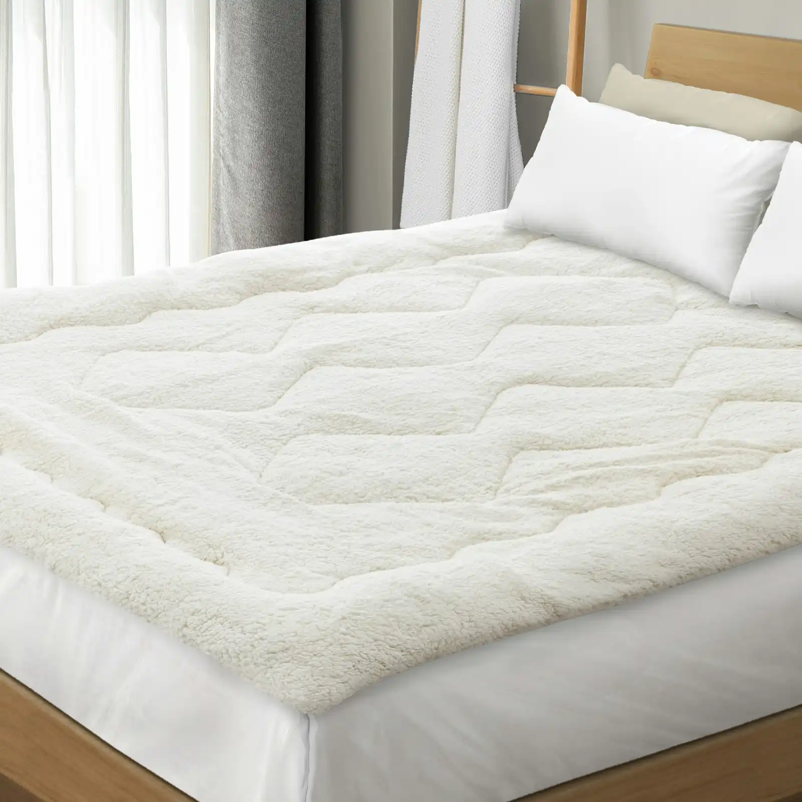 Bedra Fleece Mattress Topper King Reversible Pillowtop Mat Protector