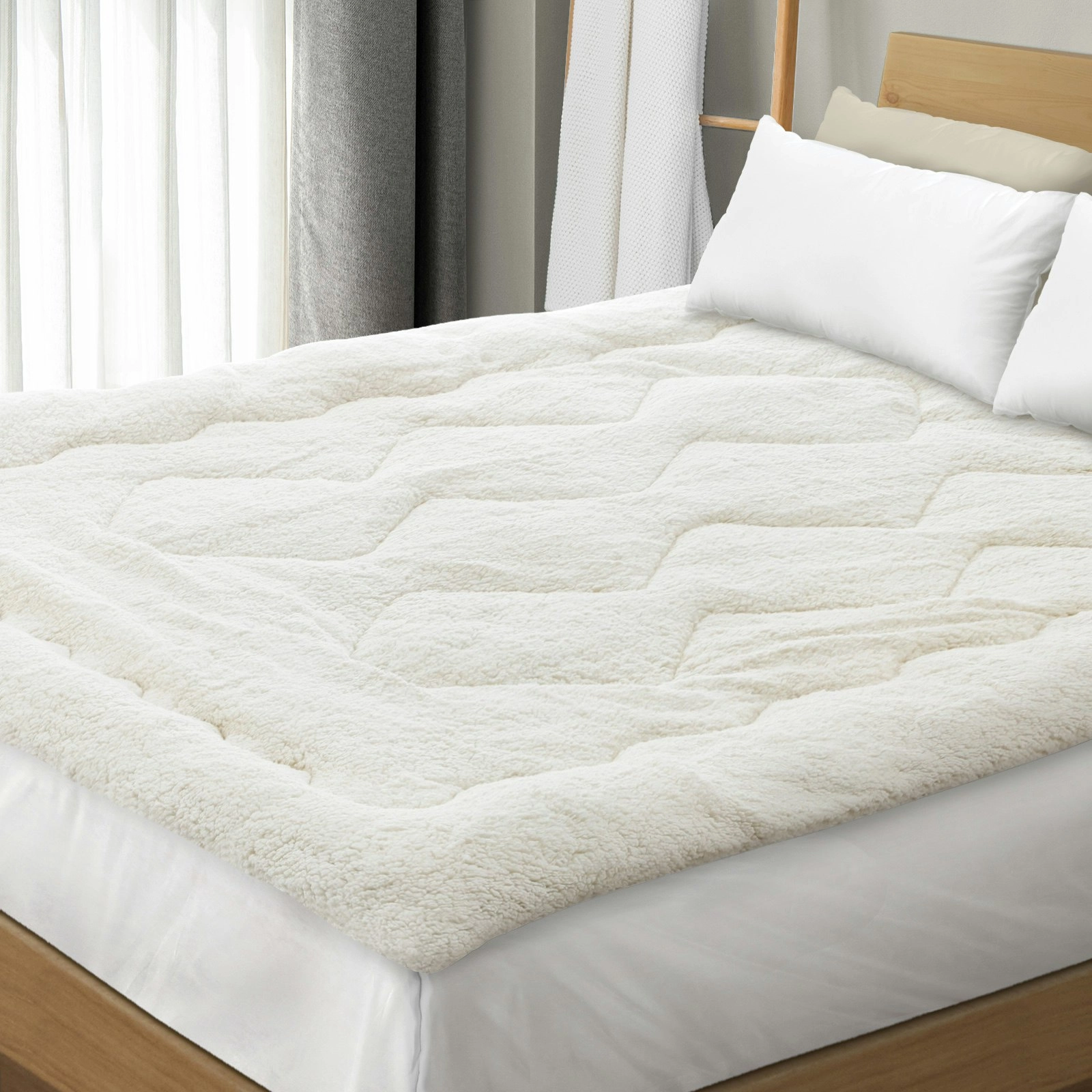 Bedra Mattress Topper Queen Sherpa Fleece Reversible