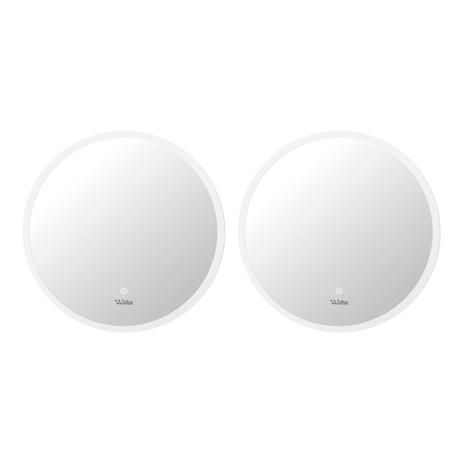 Welba 2PCS 600mm LED Round Bathroom Mirror Anti-fog Wall Makeup Mirrors