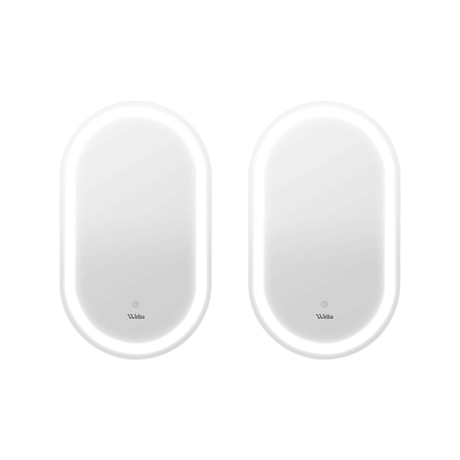 Welba 2PCS 750x500mm LED Oval Bathroom Mirror Anti-fog Wall Makeup Mirrors