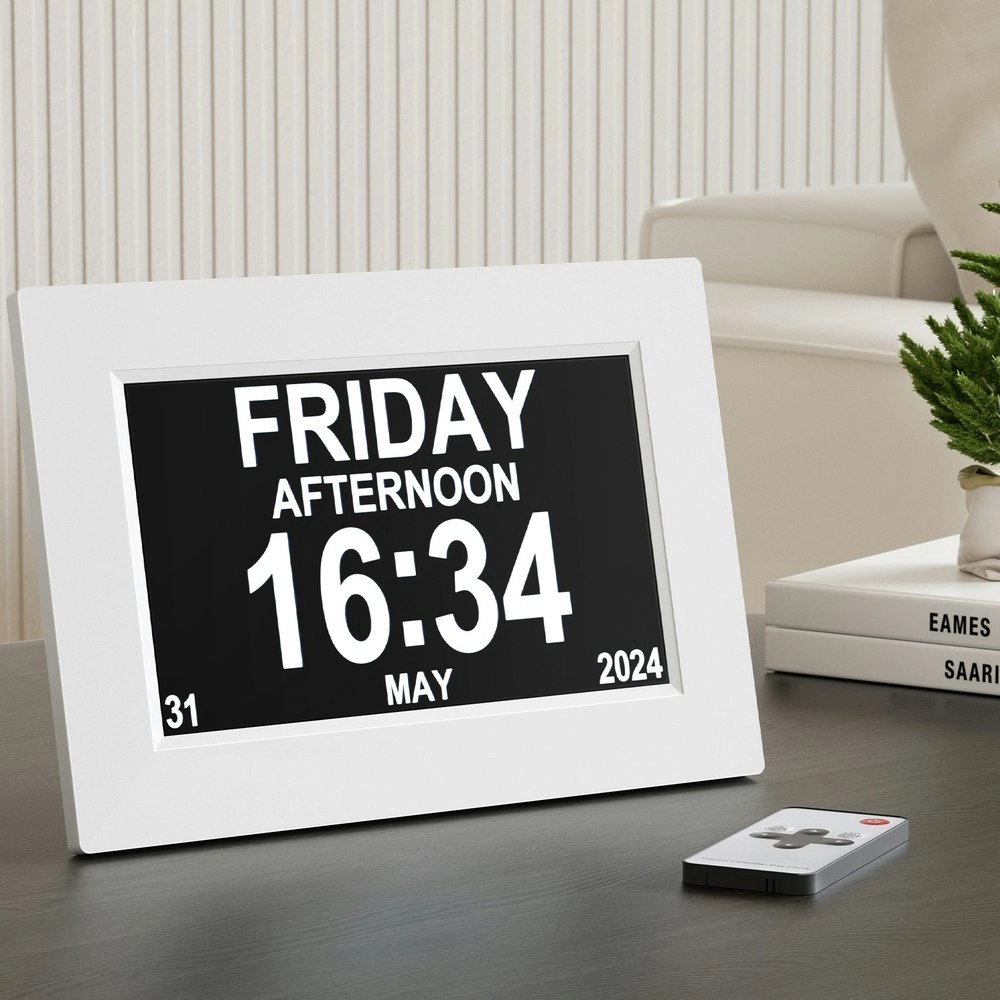 Artiss 8" Digital Day Clock Calendar Alarm White