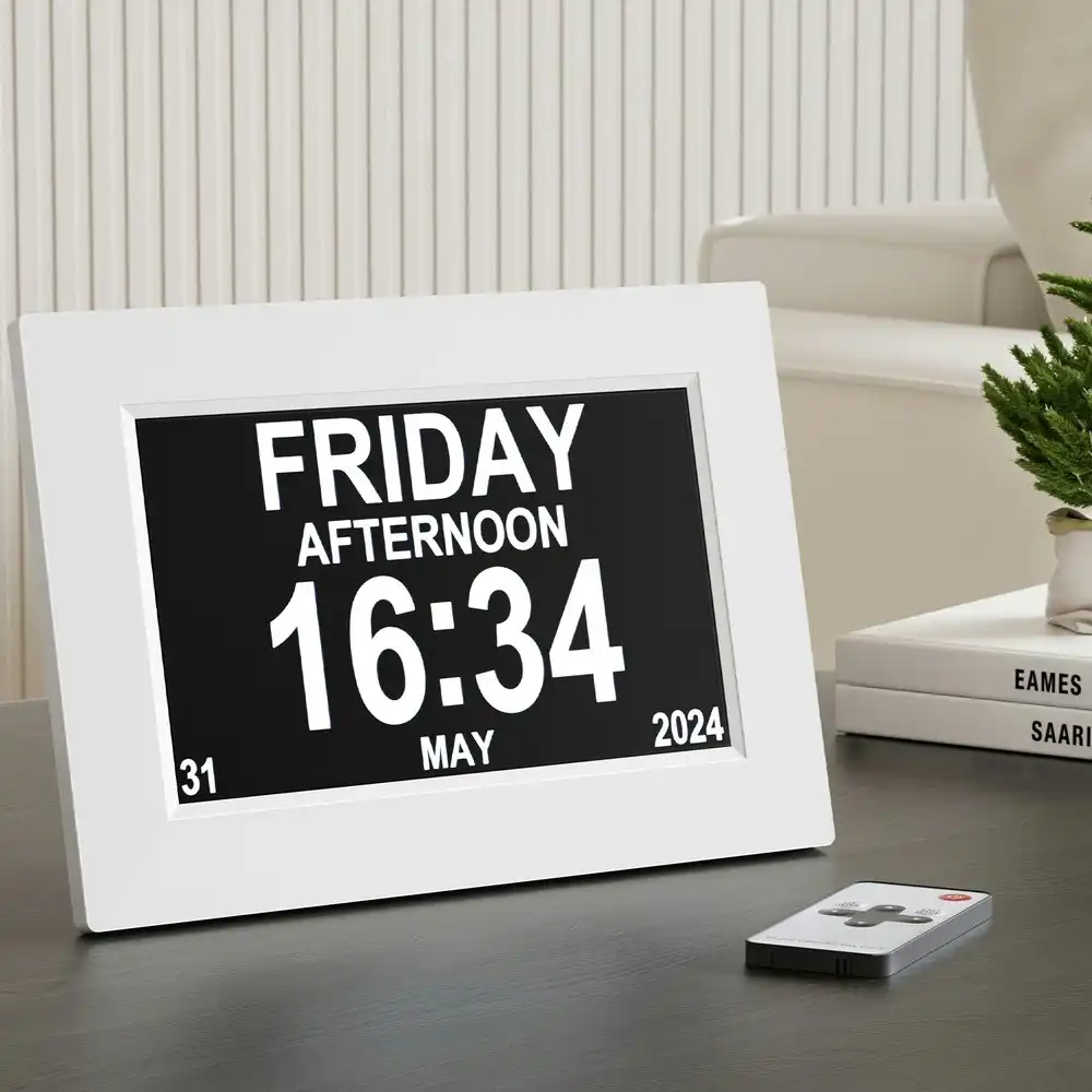 Artiss 8" Digital Day Clock Calendar Alarm White