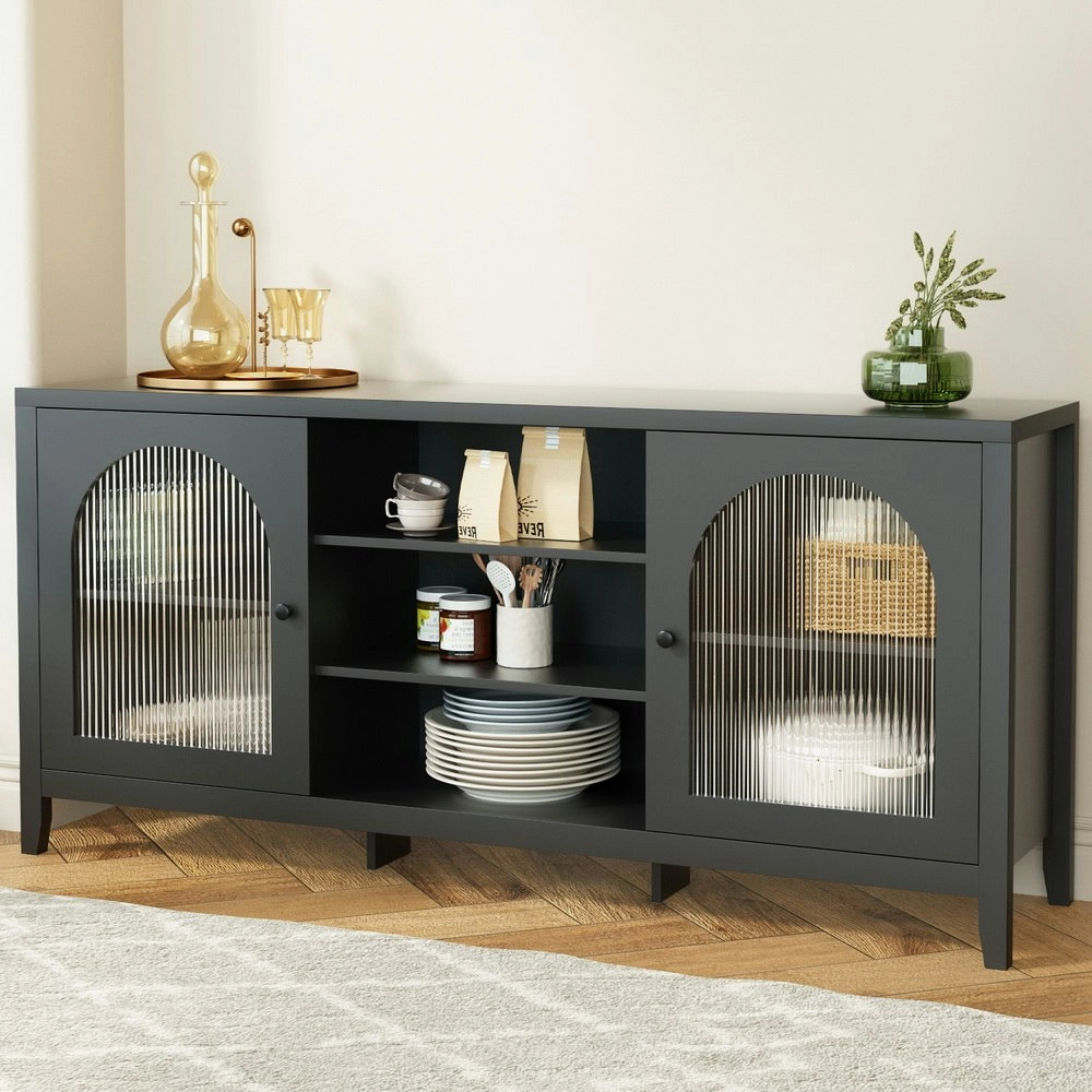 Artiss Buffet Sideboard Shelves Double Doors - Black