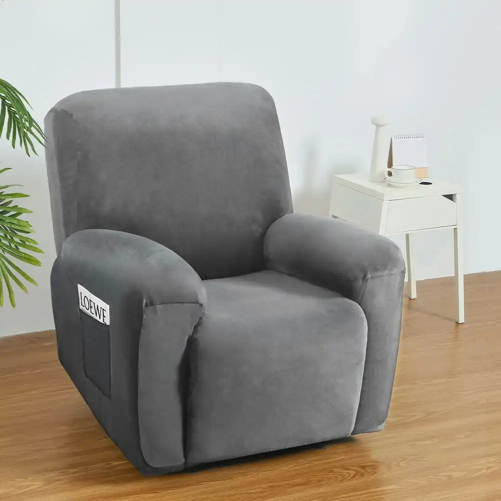 Artiss Recliner Chair Covers 1 Seater Velvet Grey