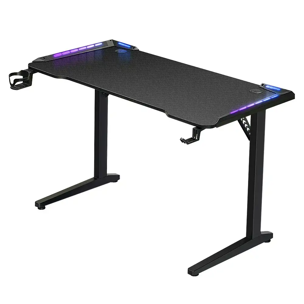 Furb 120CM Ergonomic T LED Gaming Desk Carbon Fiber Computer Table With Holder