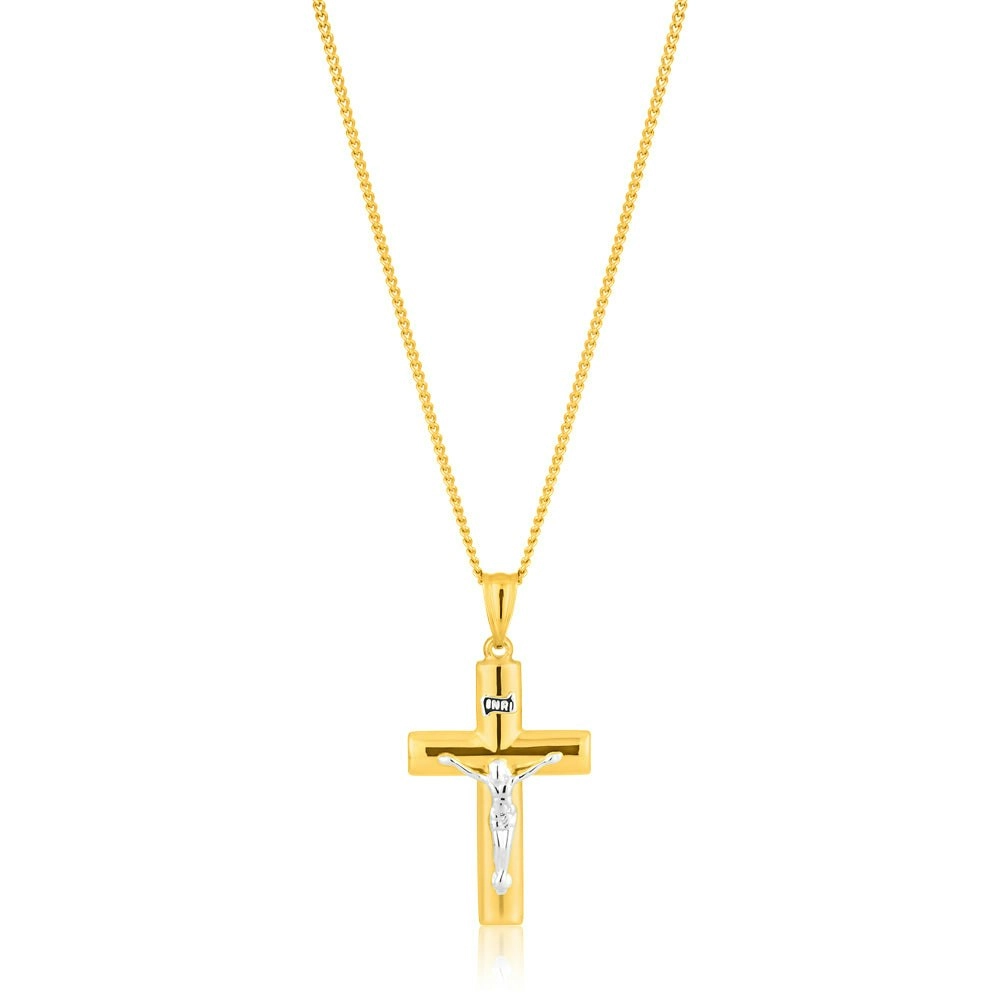 9ct Yellow & White Gold Silver Filled Crucifix