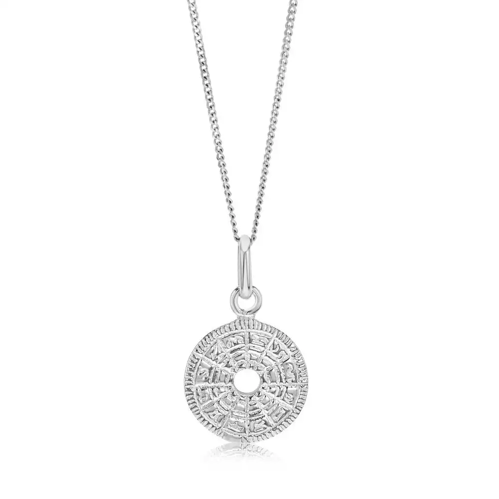Sterling Silver Patterned Round Pendant