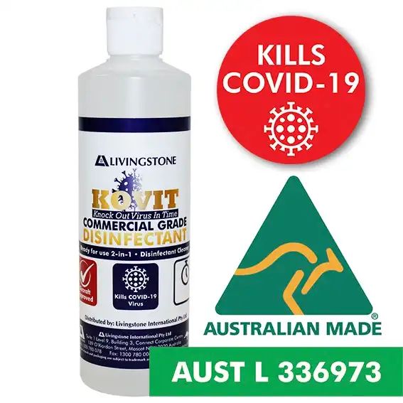 KOVIT Commercial Grade 2 in 1 Sanitiser Cleanser, Kills SARS & COVID-19 Virus & Germs, 500ml, Alcohol Free, TGA White Australia Made Each