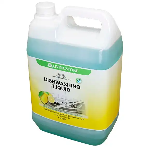 Livingstone Classic Biodegradable Phosphate Free Lemon Scented Dishwashing Liquid Detergent 5L