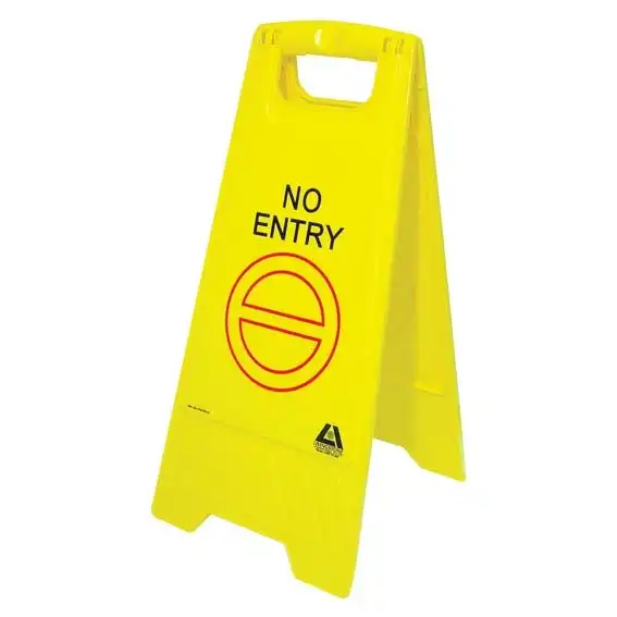 Livingstone A Frame Sign, 33 x 66cm, 33cm Spread, "No Entry" Recyclable Polypropylene, Yellow, Each x5