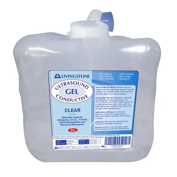 Livingstone Conductive Lubricating Clear Gel for Ultrasound and ECG 5L i