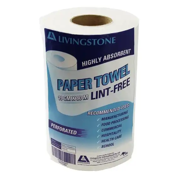Livingstone Paper Towel Biodegradable 19cm x 80m Perforated White 16 Carton