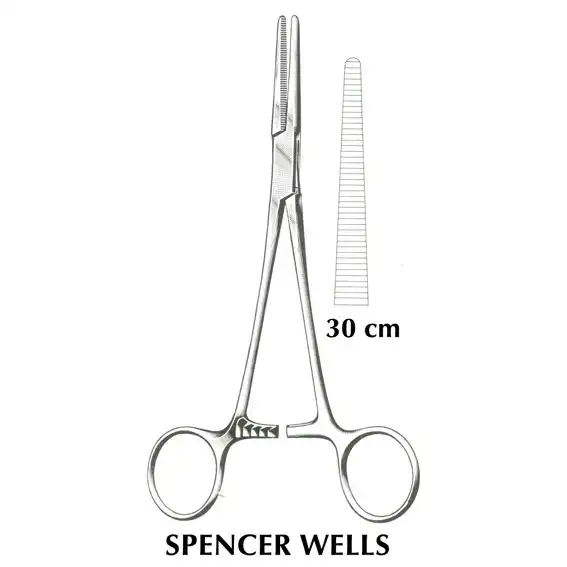Livingstone Spencer Wells Haemostatic Artery Forceps 30cm Straight Stainless Steel