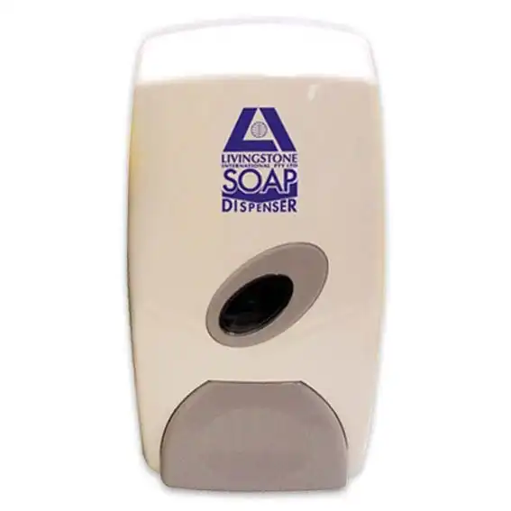 Livingstone Liquid Soap Dispenser Manual Push 1L White 13.7 x10 x24cm Wall Mountable