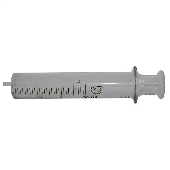 Livingstone Glass Syringe 30ml Luer Slip Glass Tip Eccentric Off Centre