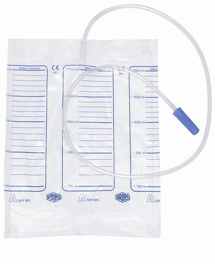 Livingstone Drainage Urine Bag, 2000ml Capacity, 90cm Inlet Tube, without Bottom Outlet, Graduated, Non-Sterile, Each x313