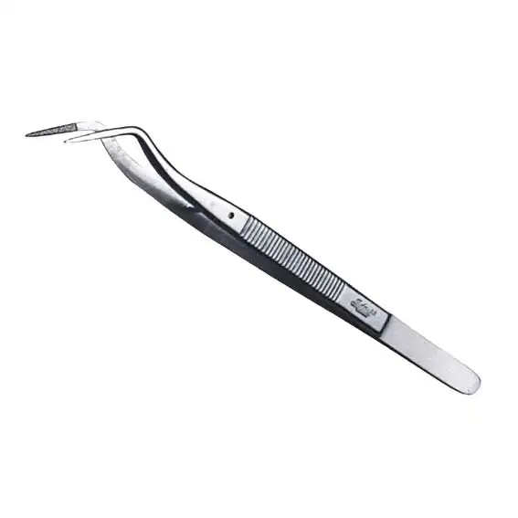 Intensiv Meriam Dental Tweezers Forceps 16cm Angled with Pin, Diamond-coated Inside, Stainless Steel Each