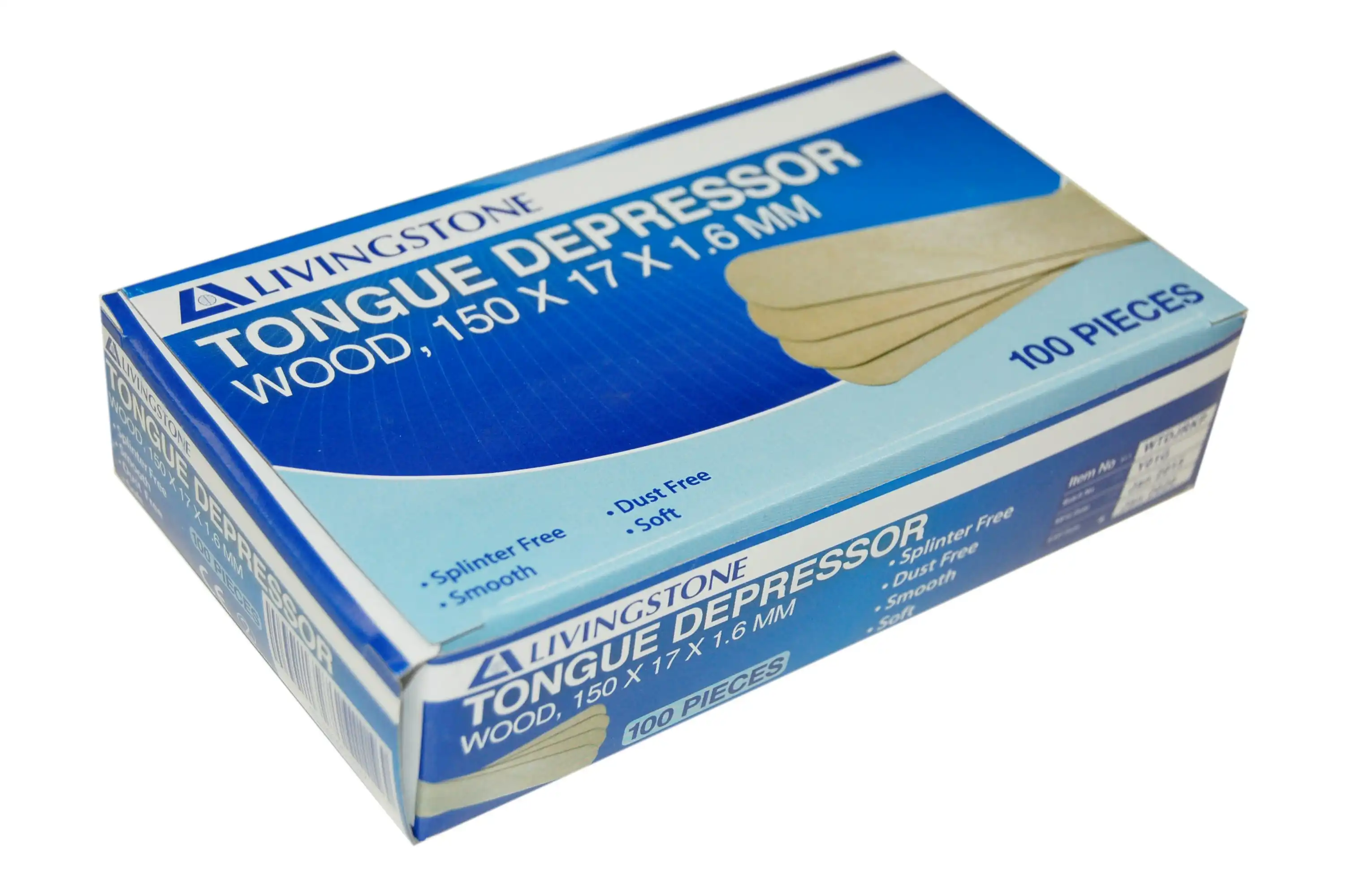 Livingstone Wooden Tongue Depressors 150 x 17 x 1.6 mm Non-Sterile 100 Box