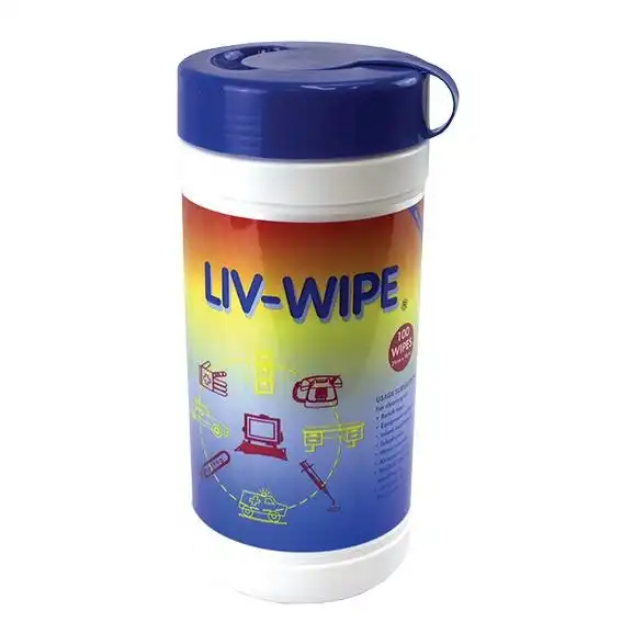 Liv-Wipe Antibacterial 70% Isopropyl Alcohol Sanitiser Wipes 100 Tub x12