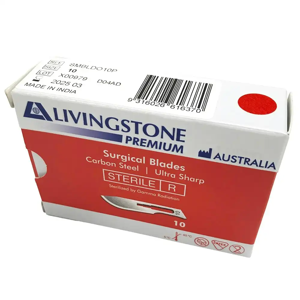 LivingstonePremium Surgical Scalpel Blade Carbon Steel Size 10 Sterile 100 Box