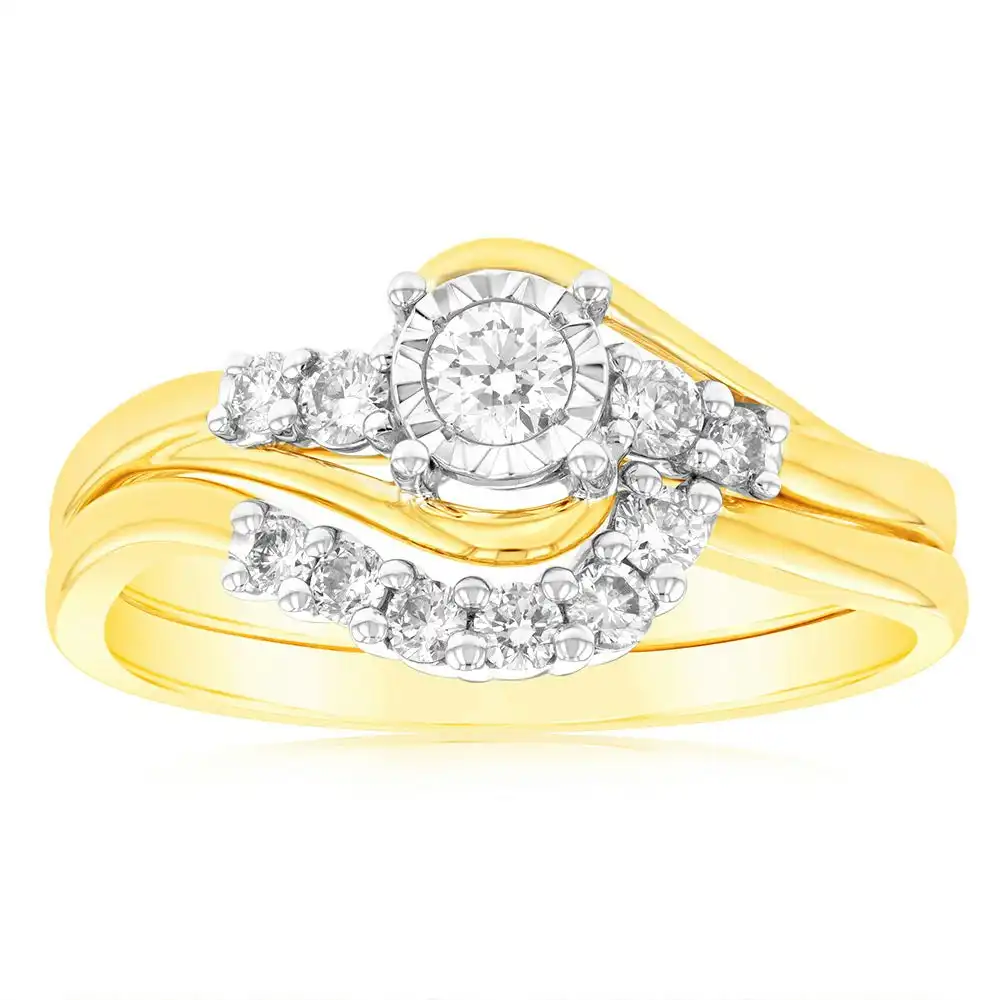 Luminesce Lab Grown 0.35 Carat Diamond Bridal Set in 9ct Yellow Gold