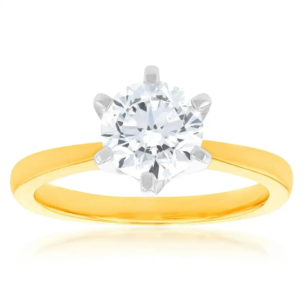 Certified Luminesce Lab Grown 1.5 Carat Solitaire Engagement Ring in 18ct Yellow Gold