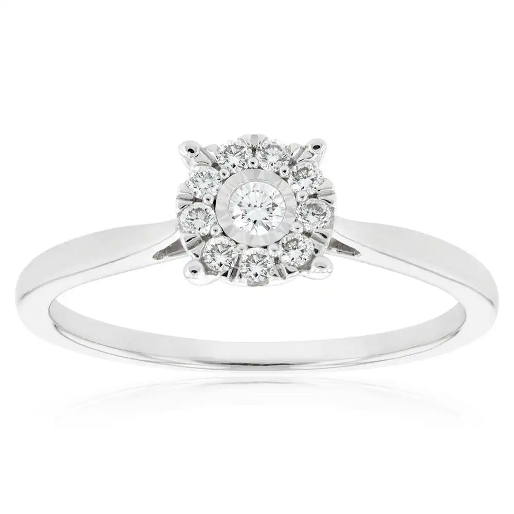 Luminesce Lab Grown Diamond .15 Carat Cluster Dress Ring in 9ct White Gold