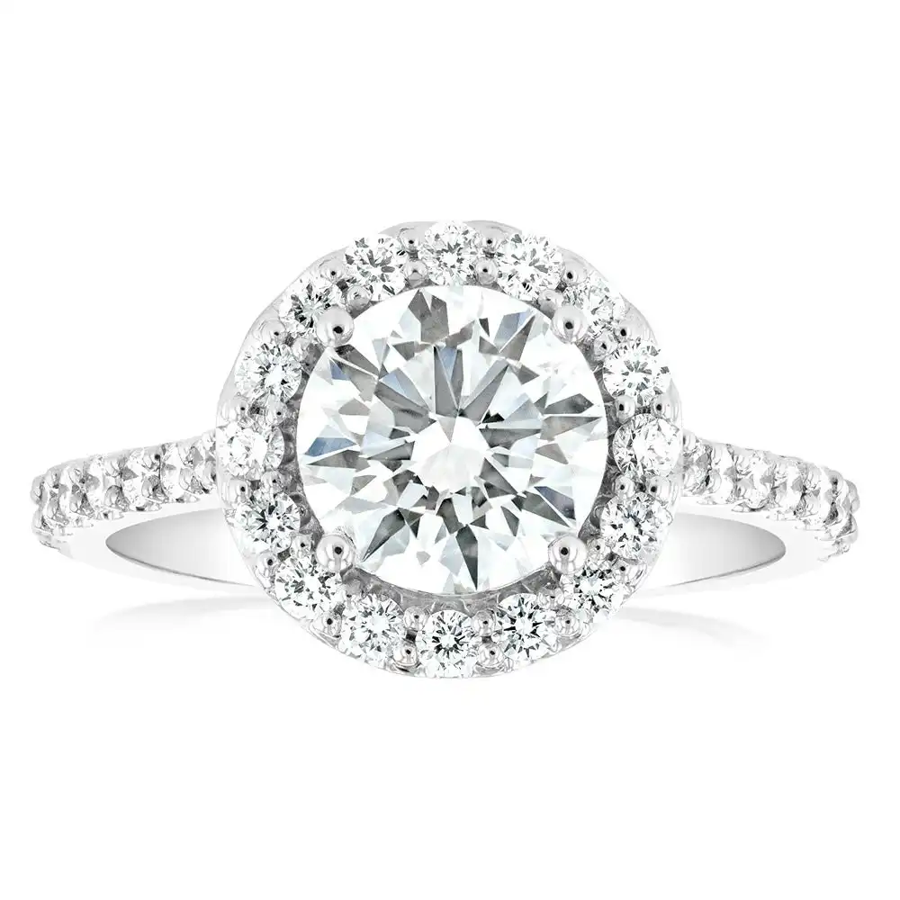 Certified Luminesce Lab Grown 2 Carat Solitaire Fancy Diamond Ring in 18ct White Gold